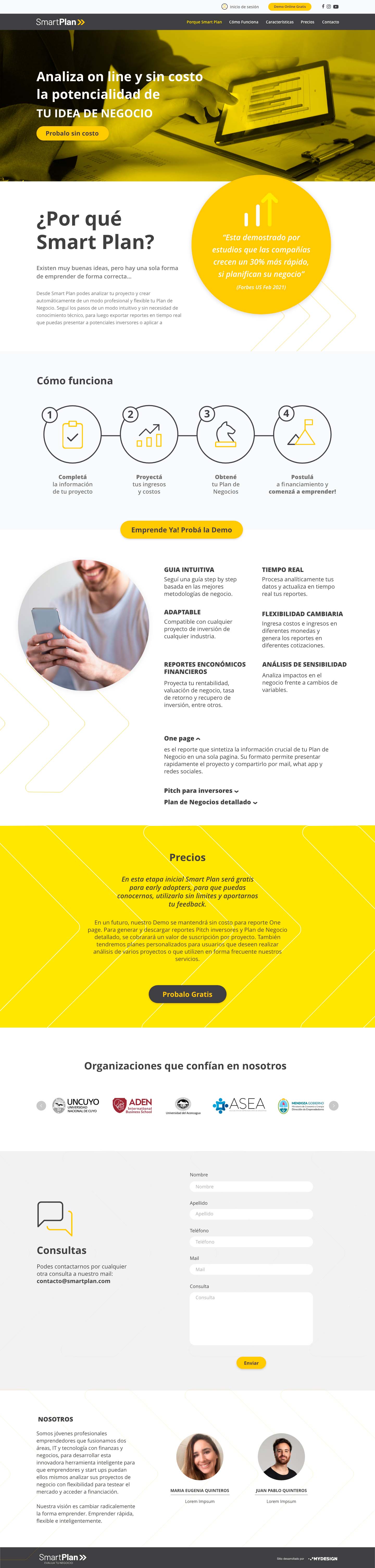 MyDesign, Programación, Landing Page, Smart Plan